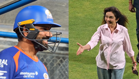 Nita Ambani interacting with Rohit Sharma during Mumbai Indians training session ahead of IPL 2026