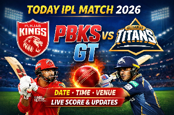 Punjab Kings vs Gujarat Titans IPL 2026 match thumbnail with Shreyas Iyer and Shubman Gill and team logos