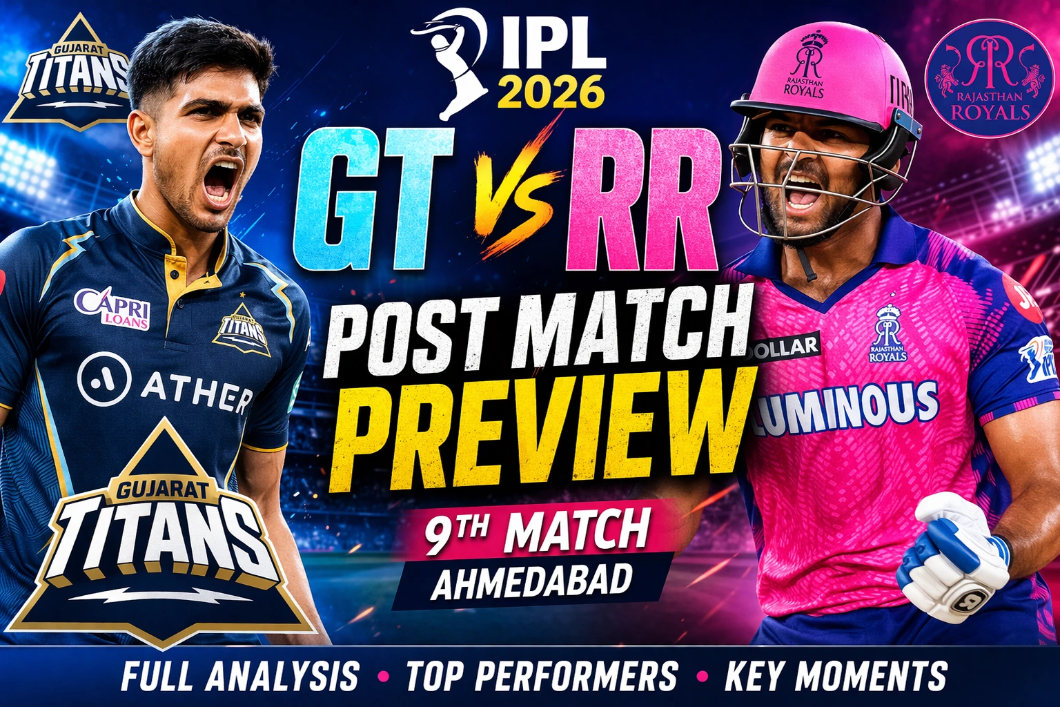 GT vs RR 9th Match IPL 2026 – Post Match Preview